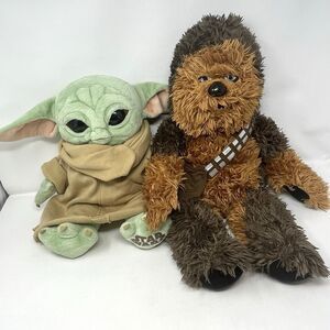 Build A Bear Star Wars Plush Lot of 2 Chewbacca & Yoda Disney BAB Stuffed Animal